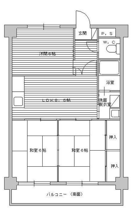 福岡県大野城市瓦田4丁目の賃貸マンションの間取り