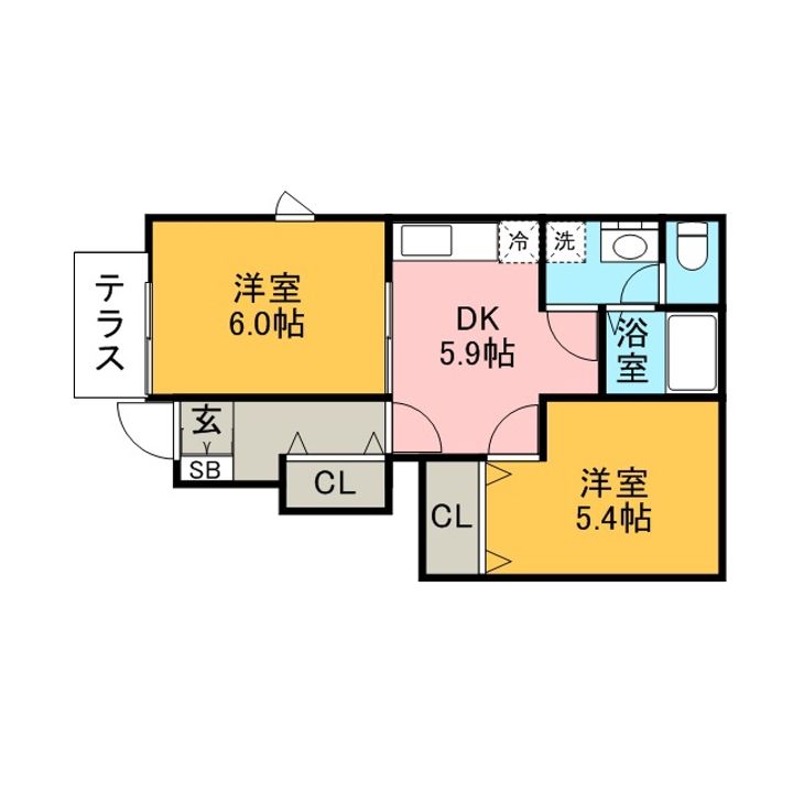 福岡県太宰府市三条2丁目の賃貸アパート101の間取り