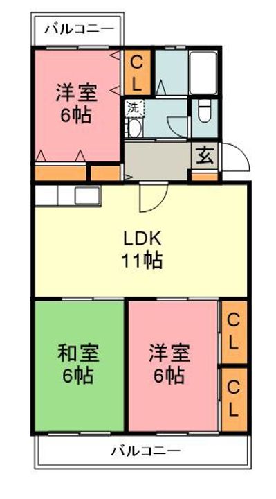 福岡県福岡市東区三苫5丁目の賃貸マンションの間取り