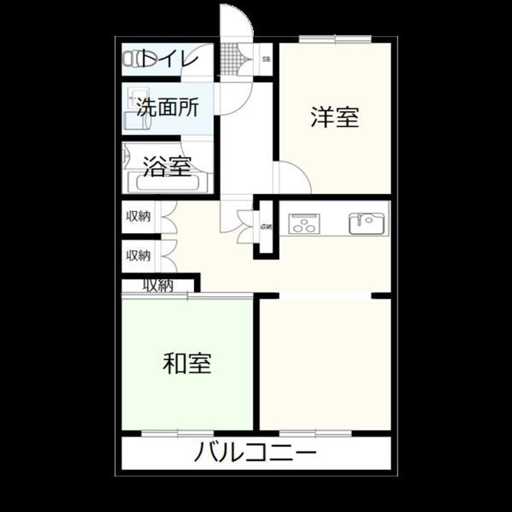 福岡県福岡市博多区新和町1丁目の賃貸マンションの間取り