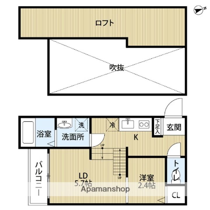 福岡県福岡市南区折立町の賃貸アパートの間取り