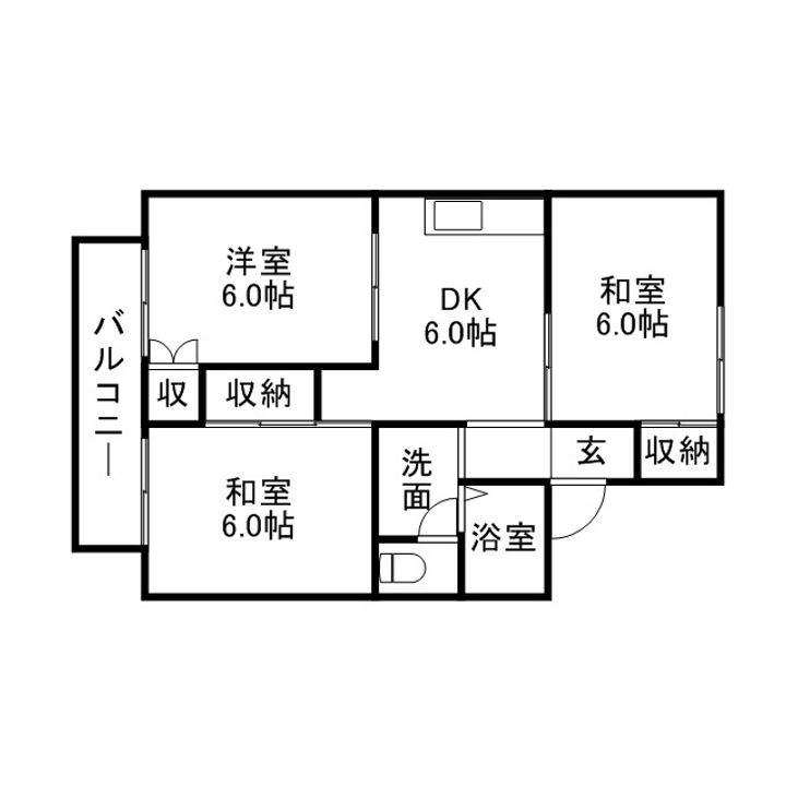 福岡県福岡市南区野間3丁目の賃貸アパートの間取り