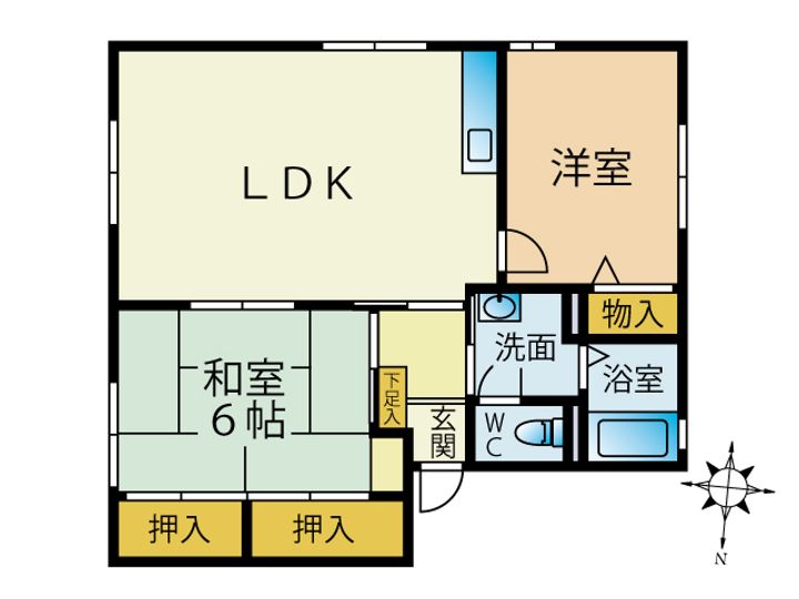 福岡県福岡市東区下原3丁目の賃貸アパートの間取り