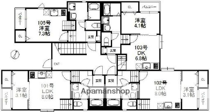 福岡県福岡市博多区新和町2丁目の賃貸アパートの間取り