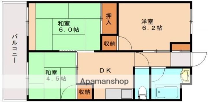福岡県福岡市南区老司1丁目の賃貸マンションの間取り