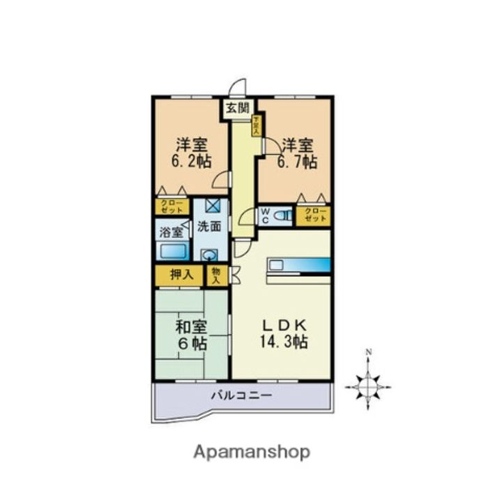 福岡県福岡市中央区小笹1丁目の賃貸マンションの間取り