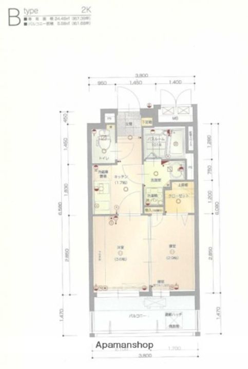 福岡県福岡市中央区荒戸1丁目の賃貸マンションの間取り