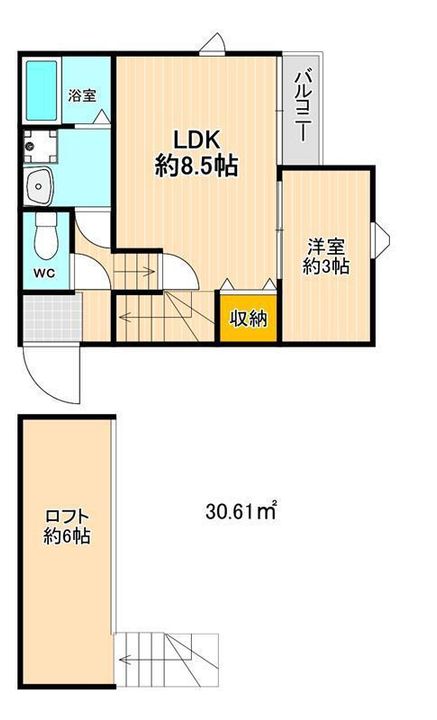 福岡県福岡市東区御島崎2丁目の賃貸アパートの間取り
