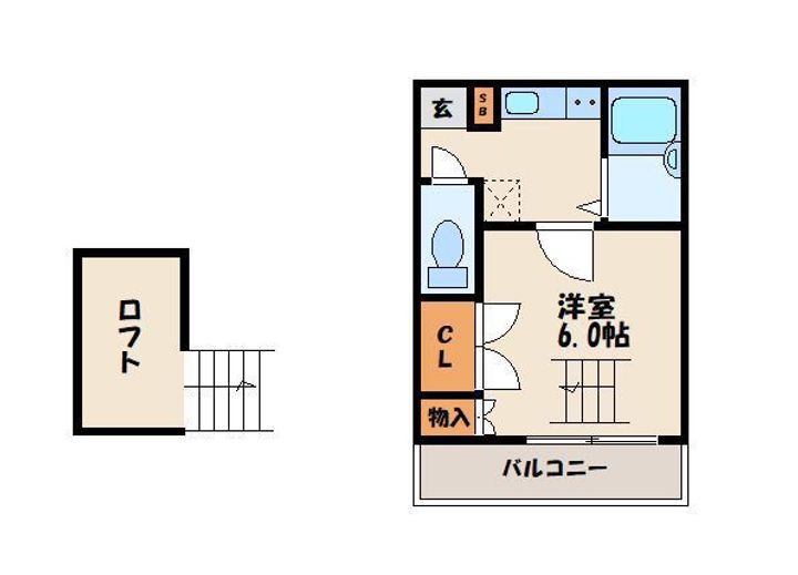 福岡県福岡市東区香椎1丁目の賃貸アパートの間取り