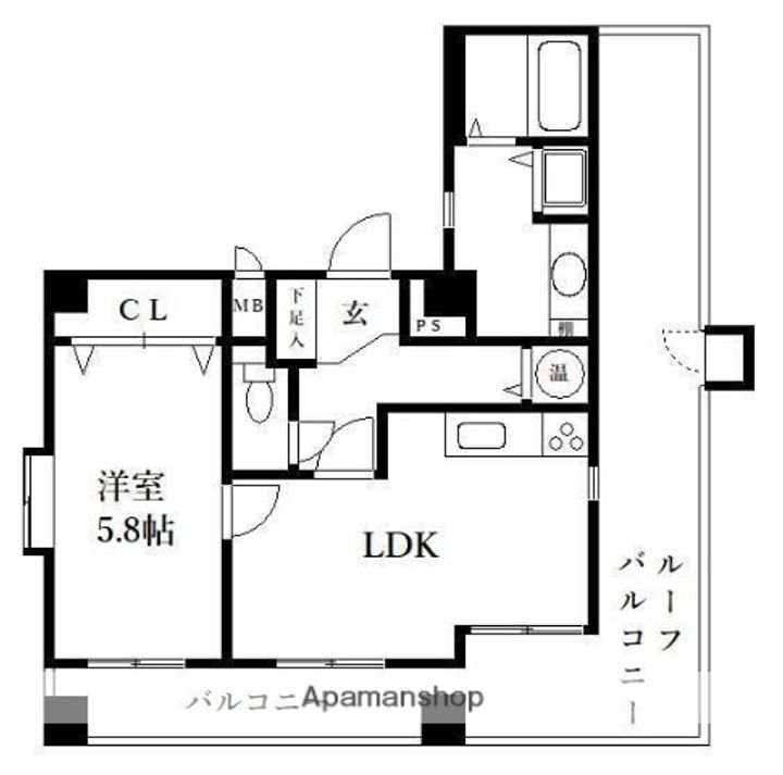 福岡県福岡市中央区薬院2丁目の賃貸マンションの間取り