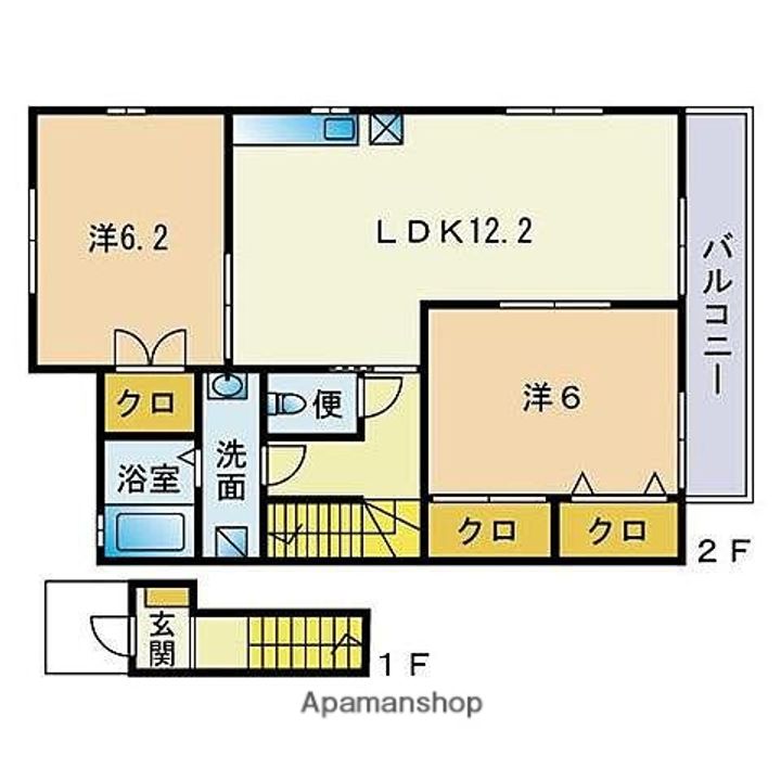 福岡県春日市大谷3丁目の賃貸アパートA201の間取り