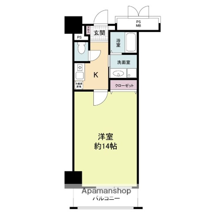 福岡県福岡市中央区長浜1丁目の賃貸マンションの間取り