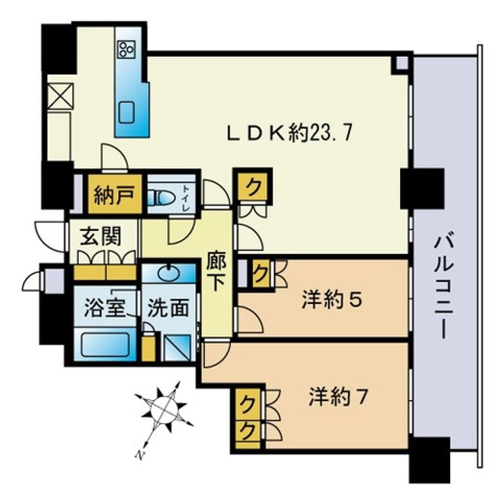 福岡県福岡市早良区西新4丁目の賃貸マンション1502の間取り