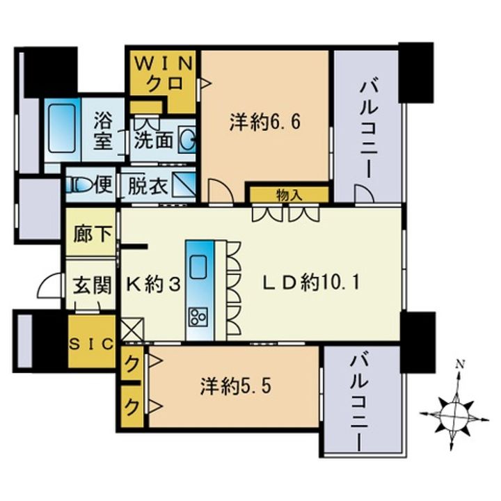 福岡県福岡市東区香椎照葉6丁目の賃貸マンションの間取り
