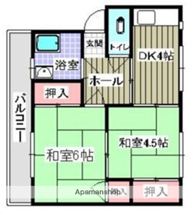 福岡県筑紫野市二日市西3丁目の賃貸マンションBの間取り