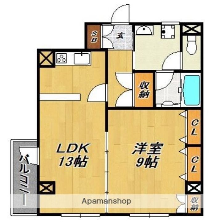 福岡県福岡市中央区大手門3丁目の賃貸マンションの間取り