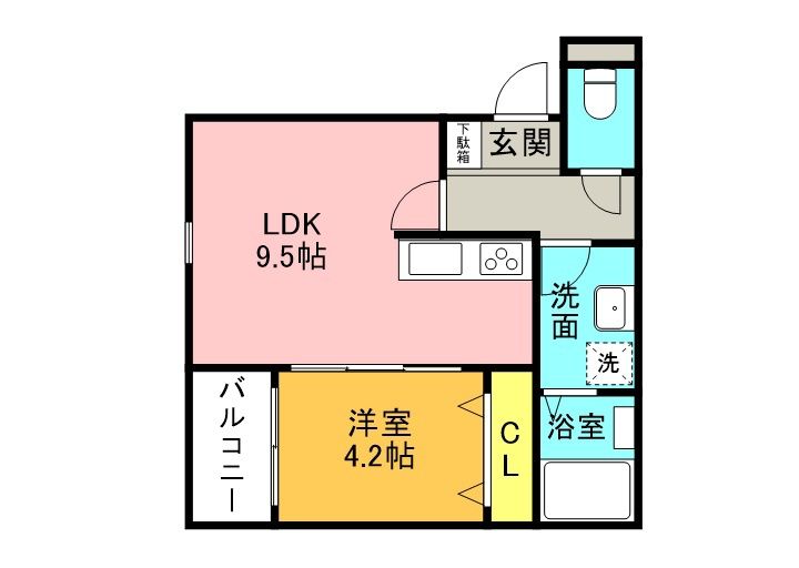 福岡県春日市上白水9丁目の賃貸アパート101の間取り