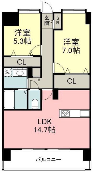 福岡県糟屋郡粕屋町大字仲原の賃貸マンション202の間取り