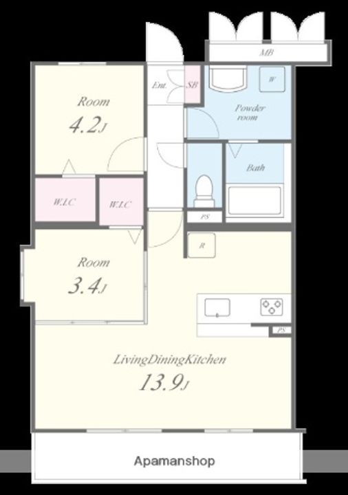 福岡県福岡市中央区今川2丁目の賃貸マンションの間取り