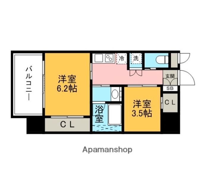 福岡県福岡市博多区竹下2丁目の賃貸マンションの間取り