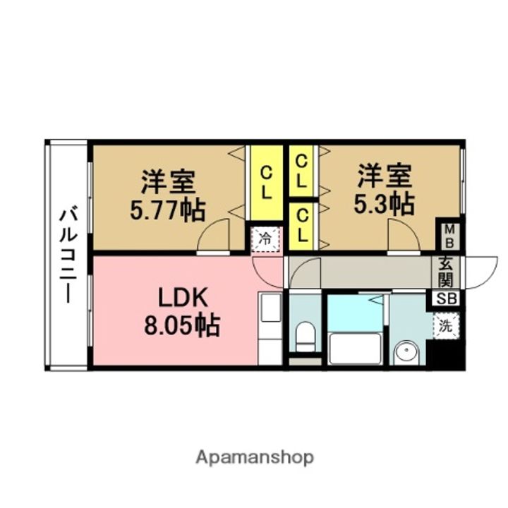 福岡県福岡市博多区博多駅南5丁目の賃貸マンションの間取り