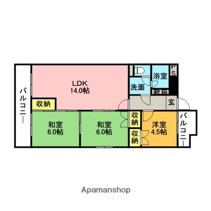 福岡県福岡市南区向新町2丁目の賃貸マンションの間取り