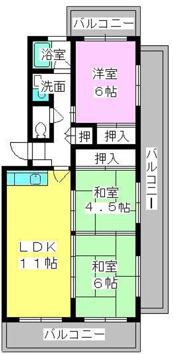 福岡県福岡市博多区月隈3丁目の賃貸マンションの間取り