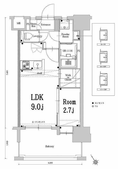 福岡県福岡市博多区東光2丁目の賃貸マンションの間取り