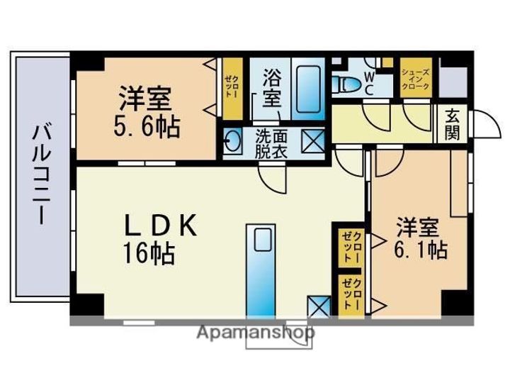 福岡県福岡市博多区美野島2丁目(マンション)の賃貸物件の間取り