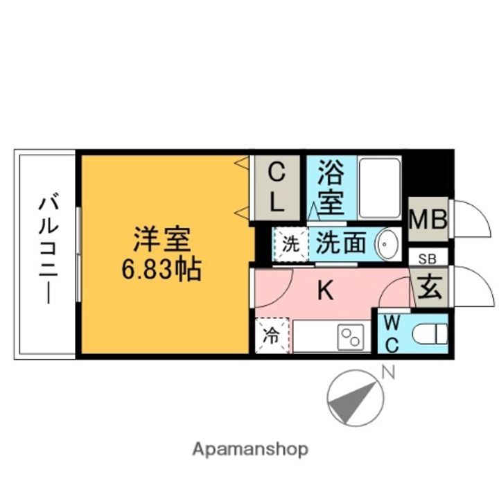 福岡県福岡市博多区奈良屋町の賃貸マンションの間取り