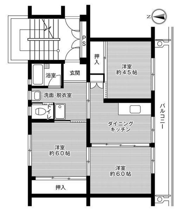 ビレッジハウス白野江5号棟0103の間取り