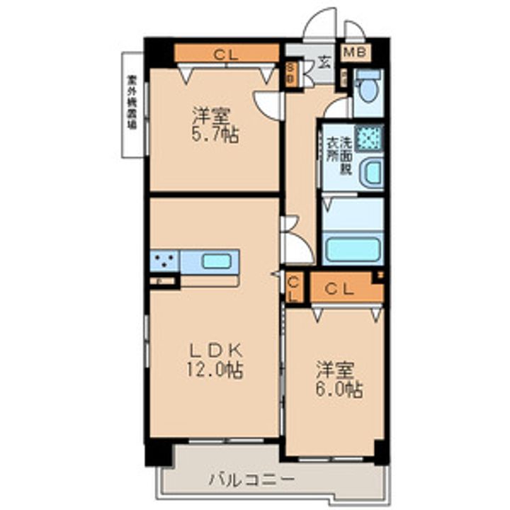 福岡県北九州市小倉北区上富野3丁目の賃貸マンションの間取り