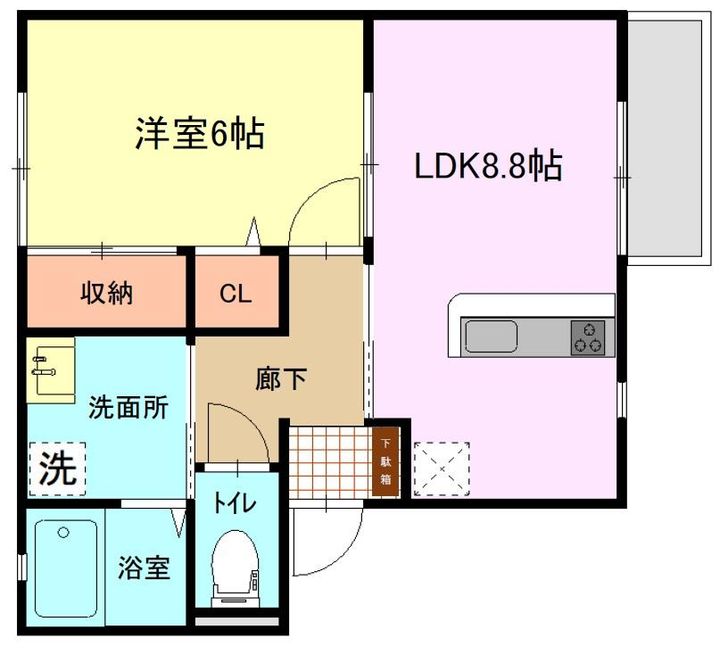 ビッグフィールド高坊102号室の間取り