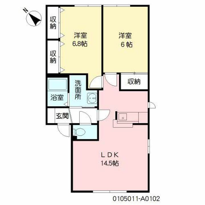 福岡県北九州市小倉南区上石田2丁目の賃貸アパートの間取り