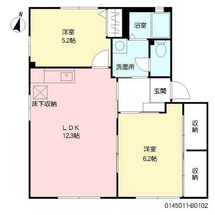 福岡県北九州市小倉南区中曽根5丁目の賃貸アパートの間取り