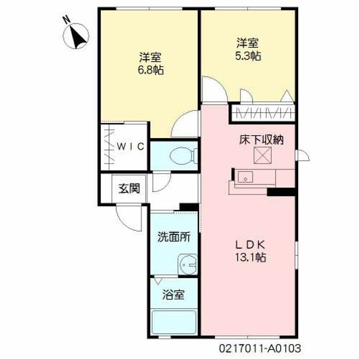 福岡県北九州市小倉南区長行東1丁目の賃貸アパートの間取り