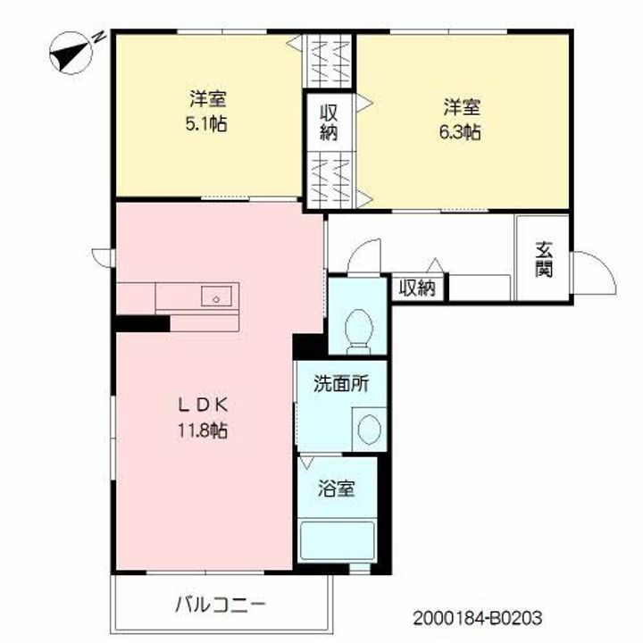 シンフォニー ガーデン B棟203の間取り
