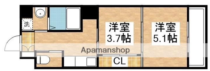 福岡県北九州市小倉北区京町1丁目の賃貸マンションの間取り