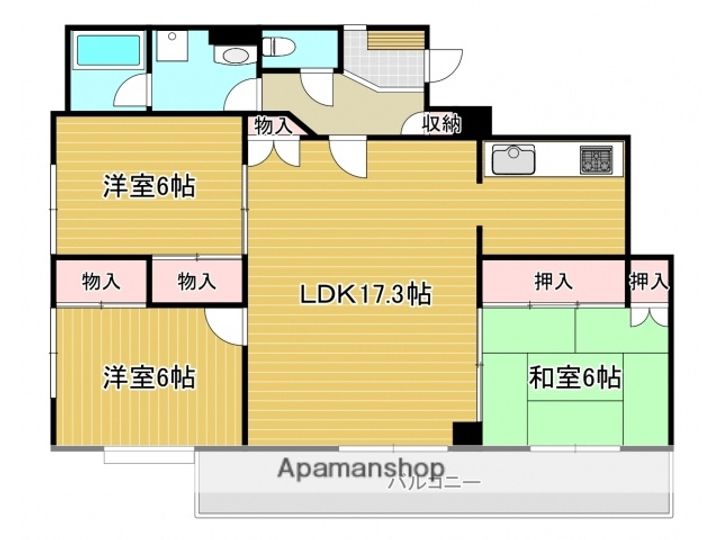 福岡県北九州市小倉南区守恒1丁目の賃貸マンションの間取り