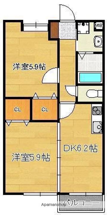福岡県北九州市八幡西区三ケ森2丁目の賃貸マンションの間取り