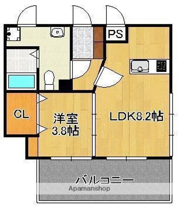 福岡県北九州市八幡東区中央2丁目の賃貸アパートの間取り
