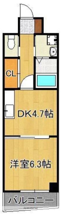 福岡県北九州市小倉北区中津口1丁目の賃貸マンション509の間取り