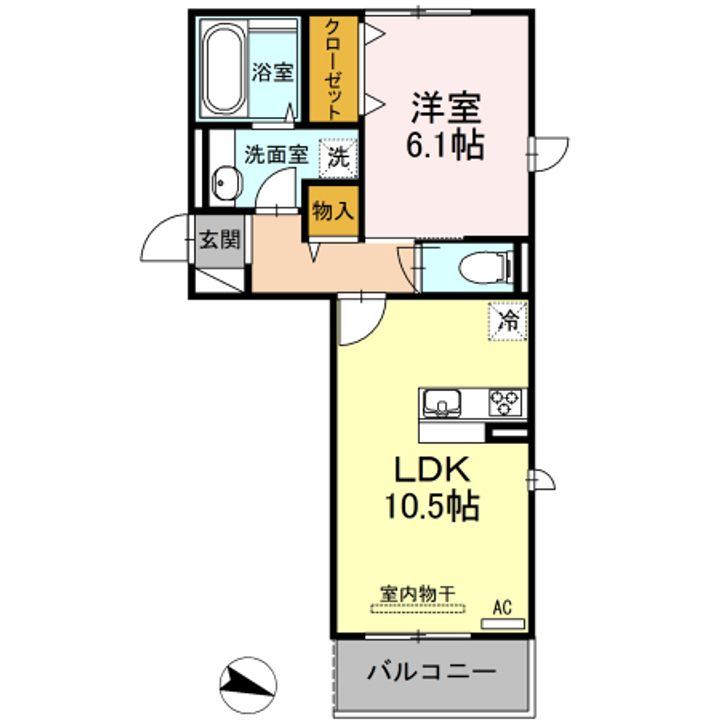 D-roomK&Y 穴生の間取り