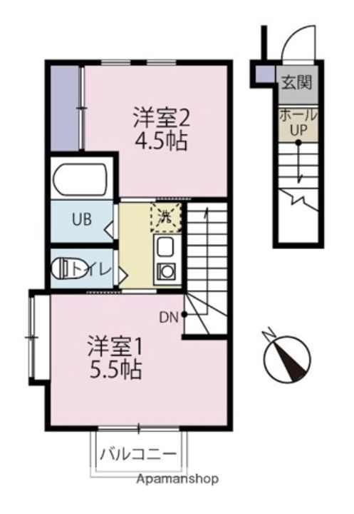 福岡県北九州市小倉南区津田4丁目の賃貸アパートの間取り