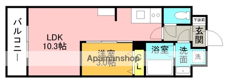 福岡県北九州市八幡西区陣原1丁目の賃貸マンションの間取り