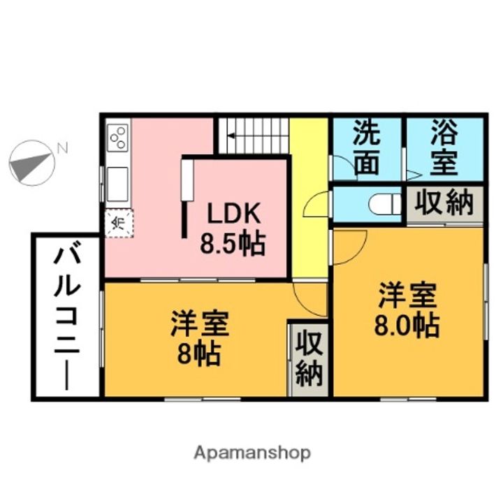福岡県大野城市下大利3丁目の賃貸アパートの間取り