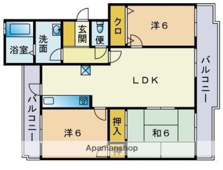 福岡県太宰府市吉松1丁目の賃貸マンションの間取り
