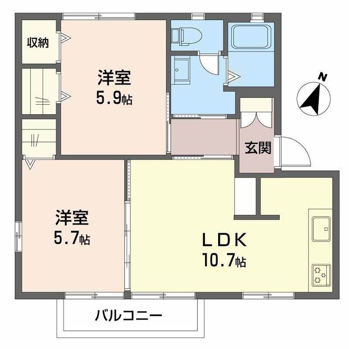 福岡県太宰府市坂本2丁目の賃貸アパートの間取り