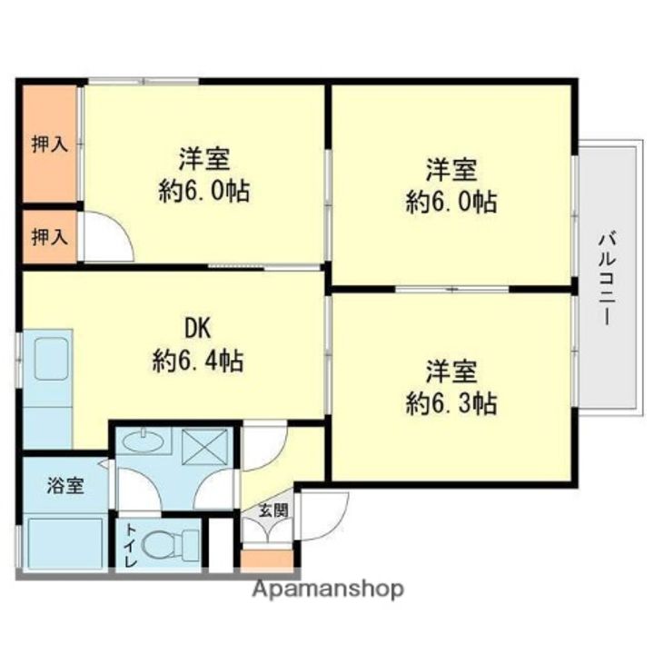福岡県太宰府市吉松1丁目の賃貸アパートの間取り
