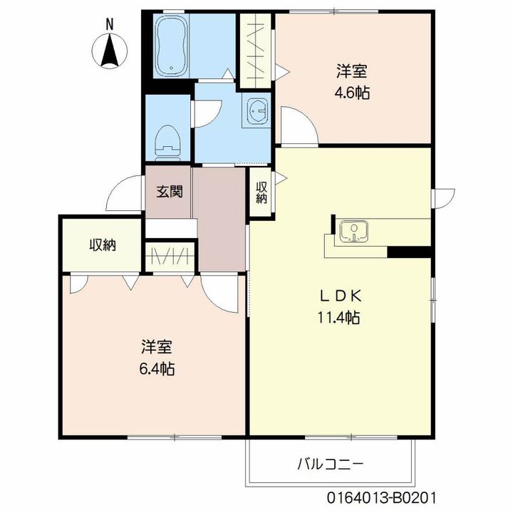 シャルマンメゾン大川 B棟201の間取り